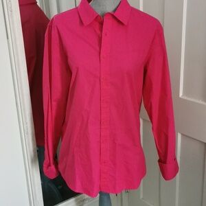 Hudson North Women Fuschia Poplin Preppy Vibrant Button Down Blouse. Size M